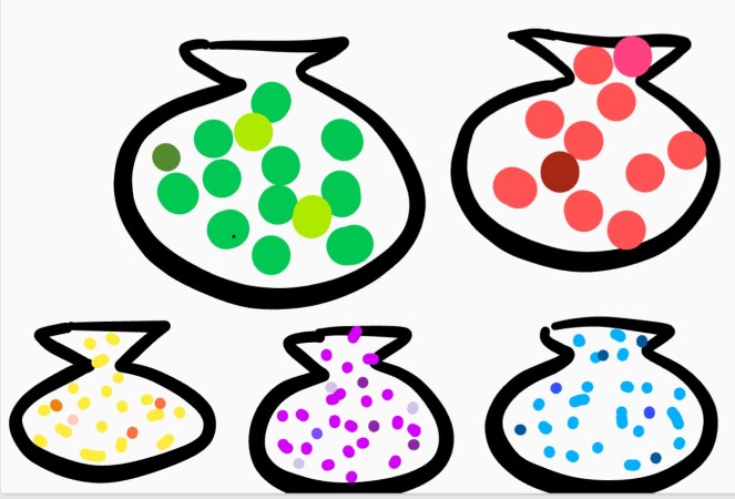 Vi putter hverandre i båser. Her illustrert som sekker. 